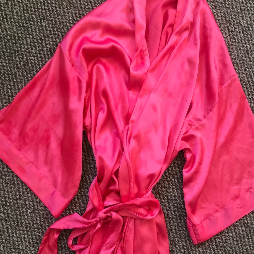 Silky hot pink robe from Victoria’s Secret